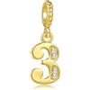 SBI Jewelry Ciondolo in oro con numeri 0 1 2 3 4 5 6 7 8 9 compatibile con braccialetti Pandora per donne gioielli di compleanno, Misura unica, Rame, Nessuna pietra preziosa