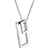 Ayoiow Collana da uomo in titanio con ciondolo geometrico quadrato
