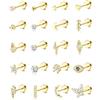 FIOROYAL 20 Pezzi Piccoli Orecchini Acciaio Chirurgico per Donne Uomo Cartilagine Orecchini Helix Piercing 20G Ipoallergenici Cubic Zirconia Parte Posteriore Piatta Orecchino Set(oro)