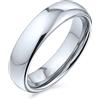 Bling Jewelry Anello di nozze semplice a cupola per coppie in titanio, lucidato, per uomini e donne, comfort fit, tono argento, 5MM