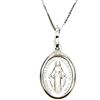 PEGASO GIOIELLI Collana da Donna in Oro Bianco 18kt (750) Catenina Veneta Pendente Religioso per Madonna di Lourdes Miracolosa