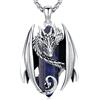 Aniu Collana Uomo Vichingo Drago, Ciondolo Drago con Cristallo Ossidiana/Lapislazzuli/Ametista Ciondolo Amuleto Regalo Gioielli per Donna Uomo (Lapislazzuli)