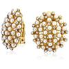 Bling Jewelry Art Deco Stile Geometrico Rotondo Bianco Cluster Simulato Perla Moda Clip Su Orecchini Per Le Donne 14K Placcato Oro