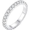 Mejewri Anello di fidanzamento con moissanite per donne, fascia completa Eternity da 1,5 mm/2,0 mm in argento Sterling 925, placcato in oro bianco, diamante sintetico, taglia H-V per il viaggio