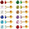 JMFENFA Set di 12 paia di orecchini a perno per piercing all'orecchio, in acciaio inox chirurgico, multicolore, con pietra portafortuna e zirconia cubica, per pistole per piercing all'orecchio, 3mm, Acciaio