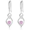 JETBON Orecchini pendenti in argento Sterling da donna, orecchini pendenti in argento con zirconia cubica, ipoallergenici, orecchini lineari intrecciati per orecchie sensibili, regalo di compleanno, Natale