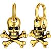 KeyStyle GoldChic - Orecchini a perno da uomo, a forma di teschio, in acciaio inox, stile retrò, vintage, gotico, con scheletro, idea regalo per Halloween, gioielli hip hop per uomo, Placcato oro, Nessuna