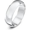 Theia Anello Nuziale Unisex in Oro Bianco 9K (375), Super Pesante, a Forma di D, Lucido, 6mm - Misura 28