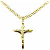PEGASO GIOIELLI Collana Uomo in Oro Giallo 18kt 750 Catena Pernice Pinzata con Pendente Religioso Croce Gesù Cristo Smussata cm 50
