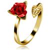 Uloveido Fashion Charm Formato Libero Anello Rosa per Donna Anello Fiore Foglia Regolabile in Oro Giallo 18 carati Gioielli da Sposa da Sposa Regali Birhthday per lei