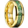King Will Fedi nuziali da uomo in tungsteno intarsiato verde nodo celtico 8 mm anelli in oro vichingo per uomo anello di fidanzamento comodo vestibilità, W 1/2(65.91mm), Carburo di tungsteno, Nessuna