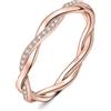 JewelryPalace Anello Infinito Donna Argento con Zirconia Cubica, Anelli Impilabili 925 con Pietre a Taglio Rotondo, Fede Nuziale in Oro Rosa Set Gioielli 17