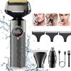 Solimpia Rasoio Elettrico Set 3 in 1 Multigroomer Barba Cutter T-Blade Trimmer Taglierina Capelli Uomini Taglierina Naso Trimmer Precisione Trimmer Groomer IPX7 Impermeabile Ricaricabile