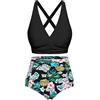 Svanco Costume da Bagno Due Pezzi Donna Vita Alta Contenitivo Bikini Modellante | Scolo A V, Schiena Incrociata Con Spallacci Legabili, Design Arricciato E Spallacci Largi Regolabili, Per Piscina E Spiaggia