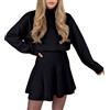 Genérico Abito in Maglia per Donna con Volant sul Bordo Completo Comodo in Un Pezzo come Abito Corto per l'Inverno per Donna Gonna Sportiva, Nero , XL