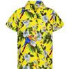King Kabana Stylish-Camicia-Hawaiana, Manica-Corta, Cherry-Parrot-Style, Giallo, L