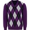 Maan Store Maglione classico da uomo con scollo a V lavorato a maglia con motivo a rombi a maniche, Blackburry, XXL