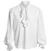 Beokeuioe Camicia da uomo medievale, gotica, per il tempo libero, stile etnico, vintage, a maniche lunghe, elegante, scozzese, per kilt da festa, pirata, B bianco, XXL