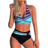 Yutdeng Due Pezzi Costume da Bagno Donna Curvy Bikini Mare Regolabile Halter Costumi a Vita Alta Tankini Trikini Donna Mare