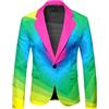 Beokeuioe Giacca da uomo color arcobaleno giacca sportiva blazer uomo Funky smoking giacca matrimonio festa carnevale festa frack giacca vestibilità regolare business, A verde., L