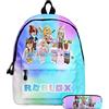 Temolie Zaino Roblox per la scuola Glaxy Rainbow Planet Bookbags per bambini e ragazzi alla moda zaino da viaggio per laptop e astuccio, blu cielo, Large
