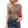 Sukiglam Bodys Donna Sexy Senza Maniche Leopardato a Rete Body Suit con Chiusura a Scatto Estivi Elegante Ruche Canotta Casual Asimmetrica Magliette Aderente Y2k Top Festa Club Discoteca Streetwear