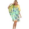 Prettystern Donna 100% Pura Seta Raso Crepe Kimono Vestaglia Pigiama Caftano Camicia da Notte Stampa d'Arte