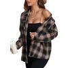 KevaMolly Camicie di Flanella a Maniche Lunghe a Quadri per Le Donne Loose Fit Fidanzato Button Down Camicia Casual Flanella Camicetta Top, Marrone Nero, M