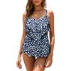 WIN.MAX Set di Costumi da Bagno Tankini da Donna Vita Alta Balza arruffata 2 Pezzi Bikini Set Costume da Bagno Plus Size Costume da Bagno(Uccello Marinaio,EU44)