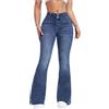 Gellmall Pantaloni da donna a vita alta, effetto jeans, elasticizzati, da donna, lunghi, skinny, da yoga, da fitness, S-2XL, Blu, M