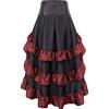 Beokeuioe Gonna medievale da donna a vita alta, gonna vittoriana, gotica, steampunk, gonna rinascimentale, balze, Halloween, carnevale, cosplay, gonna pirata, orlo irregolare, vino, M
