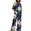 Generic Pigiama Donna Invernale Cotone Abiti Estivi per Donna 2 Set di Lino in Cotone T-Shirt Oversize Pantaloni a Gamba Dritta Tuta Taglie Forti Pigiami Donna Pigiama Donna Cotone Manica Lunga