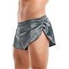 Amy Coulee Boxer sexy da uomo con spacco laterale, biancheria intima, in raso di seta, boxer leggeri da notte, Grigio scuro, M