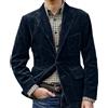 Genérico Giacca in velluto a coste da uomo Blazer retrò in velluto a coste tuta casual con tasche elegante giacca da tuta vestibilità regolare Blazer casual da uomo cappotto tinta unita con patta