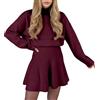 Genérico Abito in Maglia per Donna con Volant sul Bordo Completo Comodo in Un Pezzo come Abito Corto da Donna per l'Inverno Gonna Sportiva, Rosso (A Rojo), M