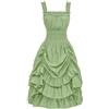 Beokeuioe Abito da donna gotico, senza maniche, design alto, stile steampunk, linea A, rockabilly, gotico, da strega, medievale, costume da rinascimento vittoriano, verde, XXL