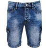 Evoga Bermuda Jeans Uomo Cargo Blu Denim Tasconi Laterali Cotone