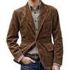 Genérico Giacca in velluto a coste da uomo Blazer retrò in velluto a coste tuta casual con tasche elegante giacca da tuta vestibilità regolare Blazer casual da uomo cappotto tinta unita con patta