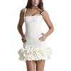 MIEAHORY, Mini abito a trapezio da donna, elasticizzato, svasato, con corsetto in stile canotta senza maniche, con scollo quadrato e finiture in pizzo