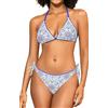 SHEKINI Bikini da donna a triangolo con lacci, costume da bagno con schiena scoperta, costume da bagno in due pezzi, Blu Bdl, M