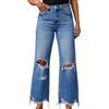 Beokeuioe Boyfriend Jeans a gamba larga, da donna, a vita alta, a coste, pantaloni lunghi in denim, dritti, morbidi, Y2K, stile denim, per il tempo libero, Azzurro, M