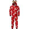Beokeuioe Pagliaccetto di Natale Onesie per Famiglie Accogliente con Cappuccio e Chiusura Lampo Pigiama di Natale Completo da Donna e Uomo Jumpsuit di Natale per Coppie Completo da Casa, S
