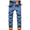 PengGengA Jeans Foderati in Pile da Uomo Slim Fit Jeans Caldi Invernali a Gamba Dritta Streetwear Casual Pantaloni in Denim - Azzurro, 30