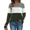 Cuptacc Maglione da donna elegante, scollo rotondo, a maniche lunghe, a costine, a blocchi di colore