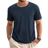 Wayleb Maglia Girocollo Uomo Comfort Casual T-Shirt Manica Corta, Blu Navy-C, S