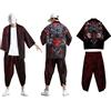 Beokeuioe Giappone Hippie Kimono Giacca da uomo con stampa 3D Kimono Primavera Estate Cardigan Coat Baggy Top Abbigliamento Giapponese Tradizionale Vestito Casual Ninja Costumi Haori