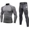 Minghe Set di biancheria intima termica da uomo, maglia e pantaloni bassi invernali, sci, montagna, ciclismo, moto grigio 2 L
