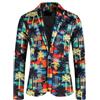 Beokeuioe Tuta da uomo, vestibilità normale, Funky, giacca da uomo, per il tempo libero, con stampa, blazer, tuta da uomo, giacca colorata con bottoni, per feste di nozze, Blu marino, XL