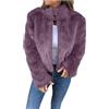 Beokeuioe Cappotto in pelliccia sintetica da donna, corto, in finta pelliccia, giacca invernale in pelliccia sintetica, viola., L