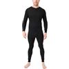LABEL APPAREL Tuta intima termica da uomo, con zip, comoda per la notte, a maniche lunghe, modello Union Suit, con pantaloni e body a zip, morbida, taglia: S-3XL, Nero , M